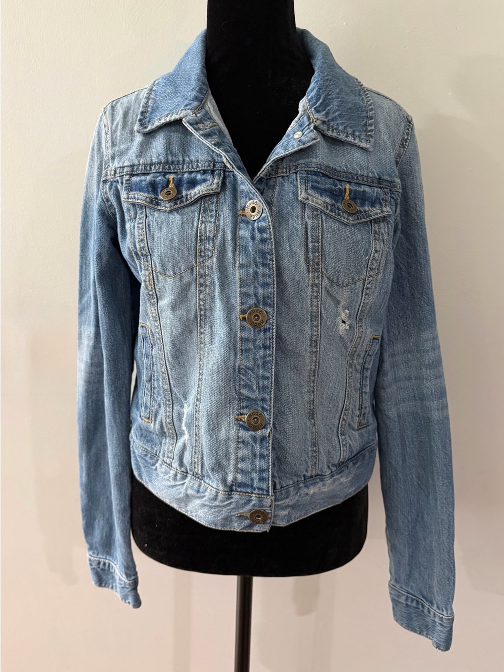 Mudd Light Blue Distressed Denim Jean Jacket Women's Coat Fall Western Casual